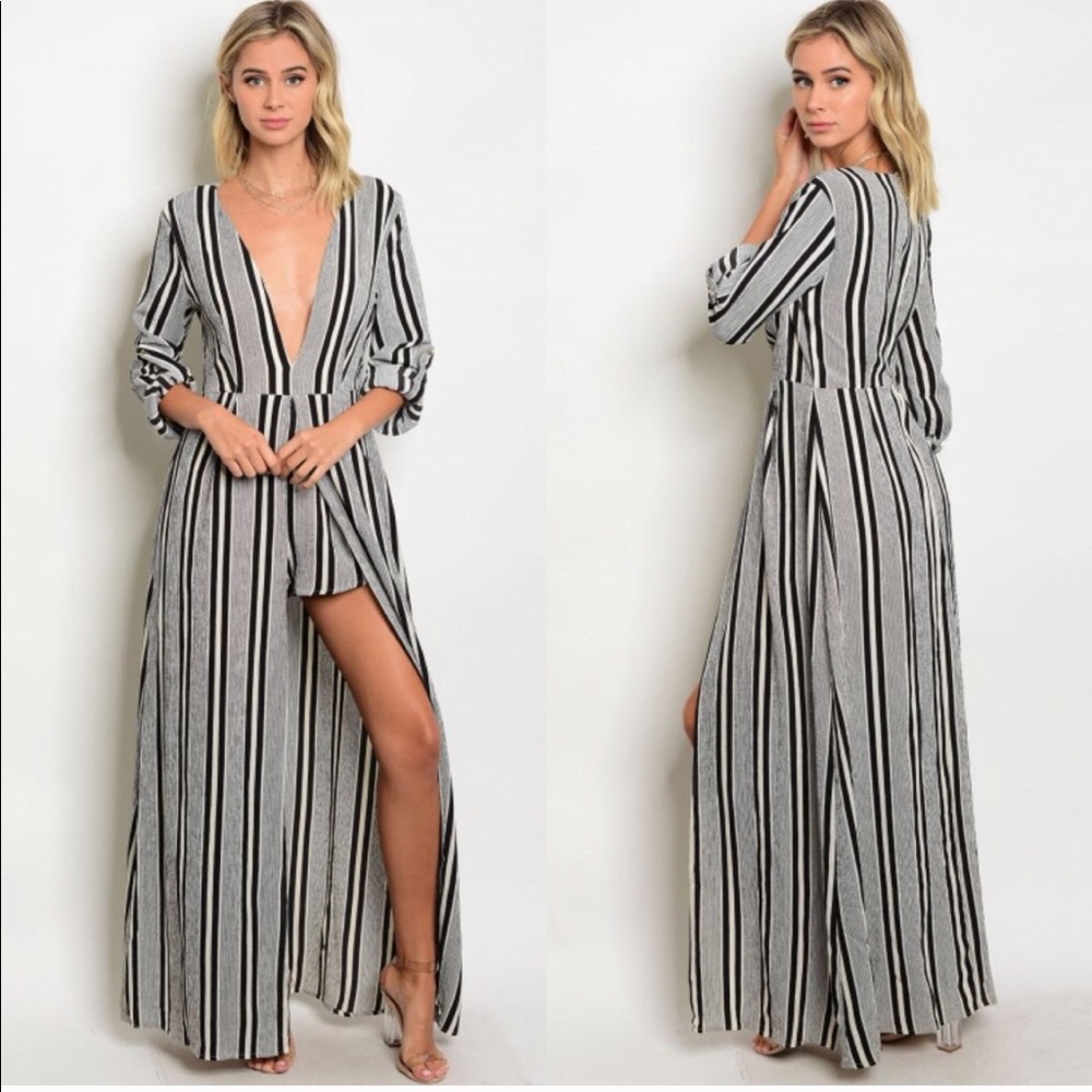 HOST PICK ❤️❤️ NWT-Black & Ivory Romper Maxi - Picture 3 of 7